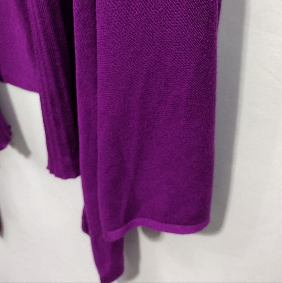 Catherines Open Front Waterfall Hem Cardigan Women's 2X Purple Boho Retro Casual - Picture 4 of 7